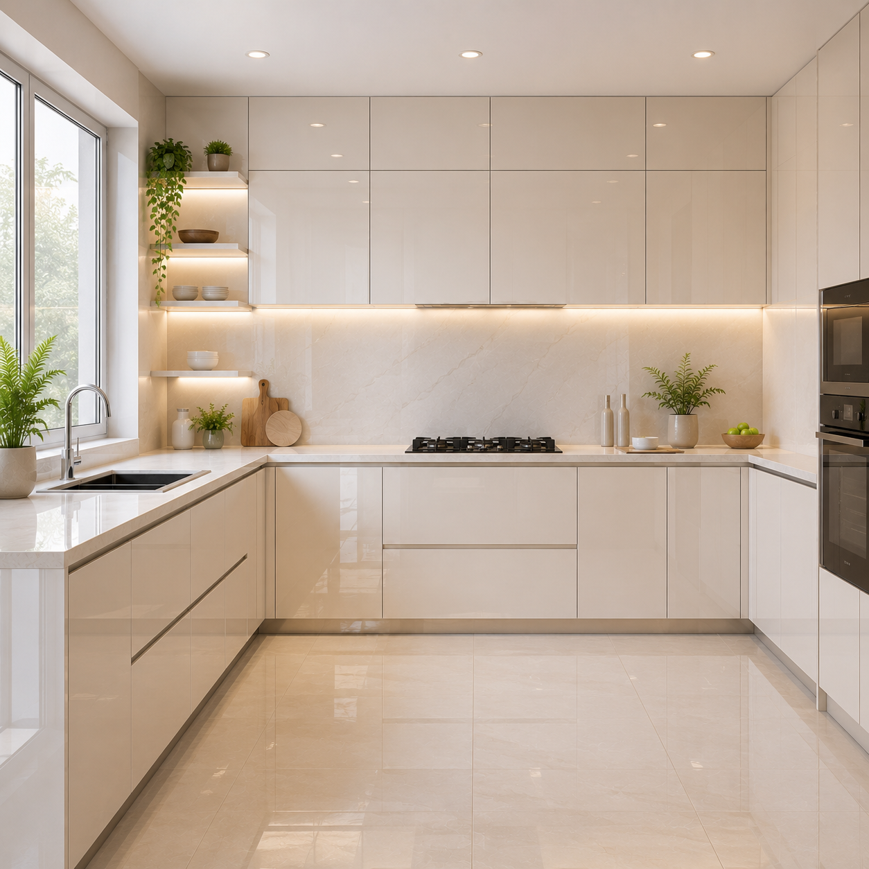 Light, shiny finishes