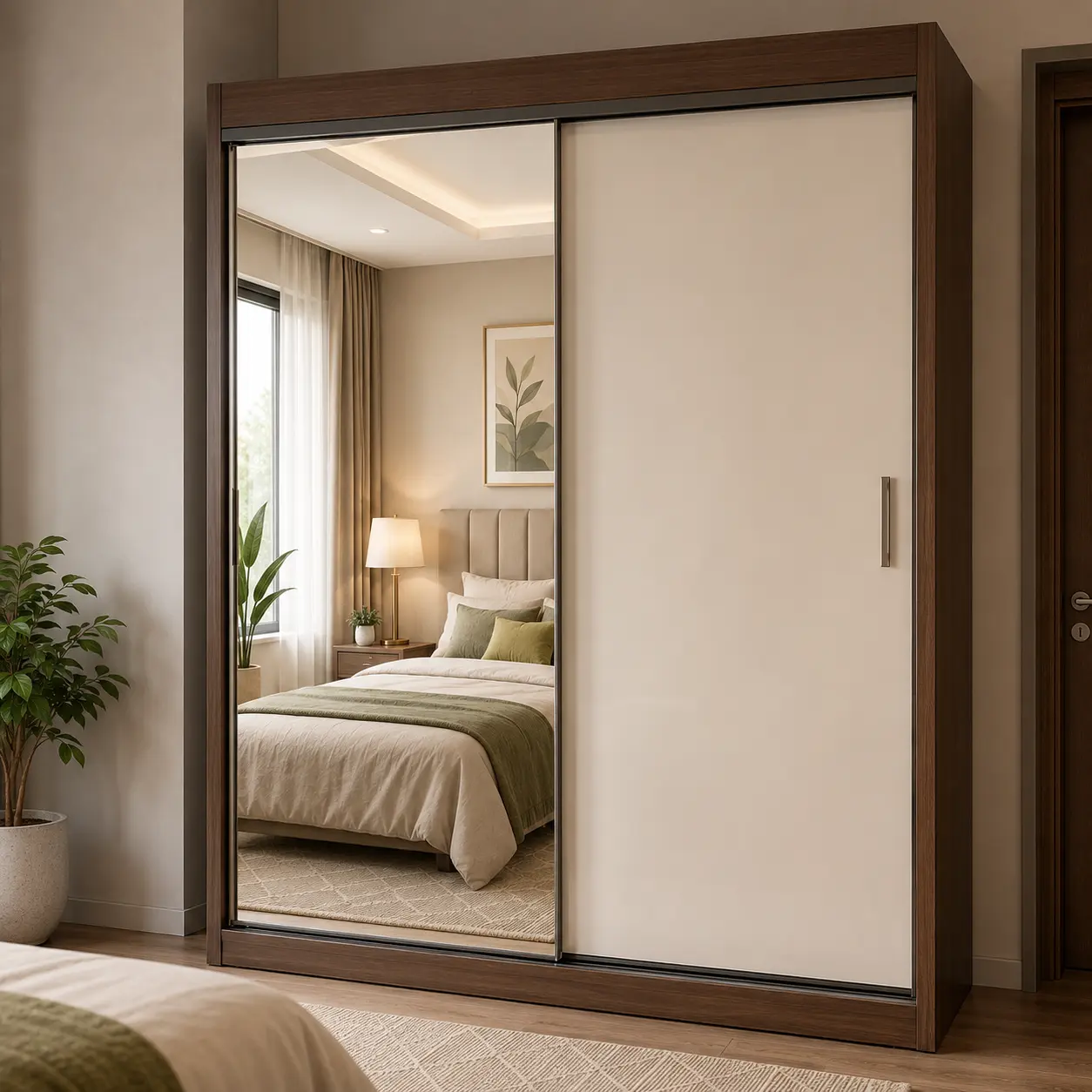 2 Door Sliding Wardrobe with Mirror