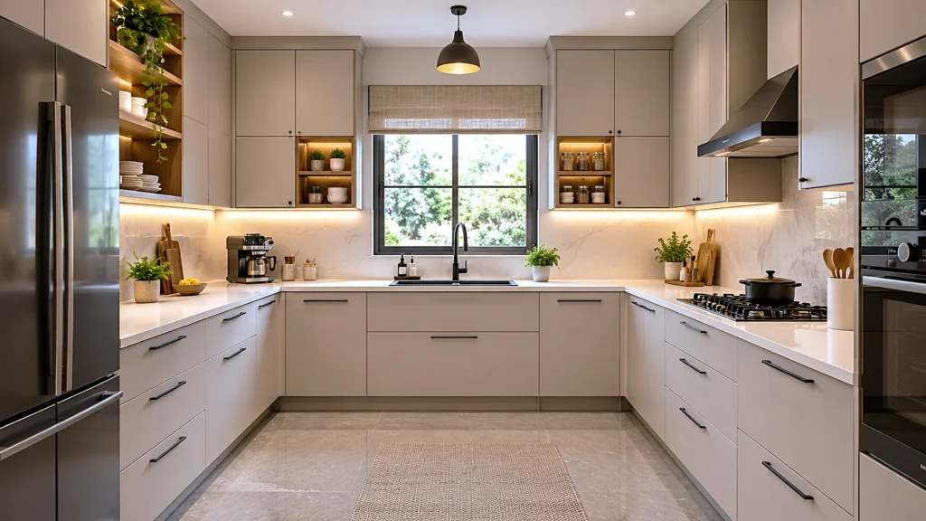 U-shaped kitchen design
