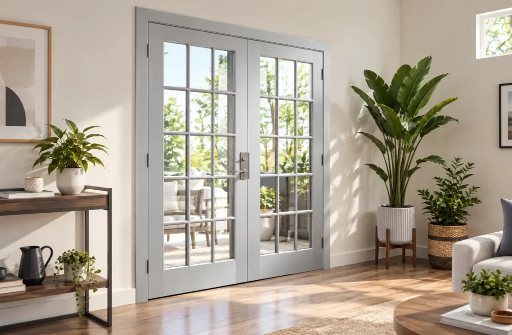Airy Modern French Glass Door Living Space